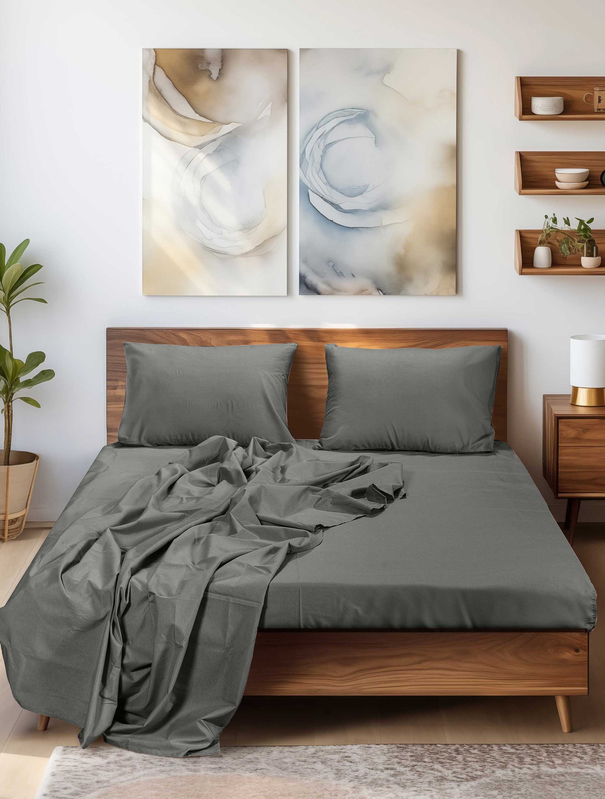 Σεντόνι SLEEK GREY Γκρι Σεντόνι υπέρδιπλο: 240 x 260 εκ. MADI