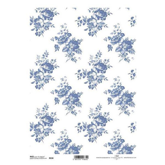 Ριζόχαρτο "blue pattern" 21x29εκ.   (ITD-R634) - 3 ΤΕΜ