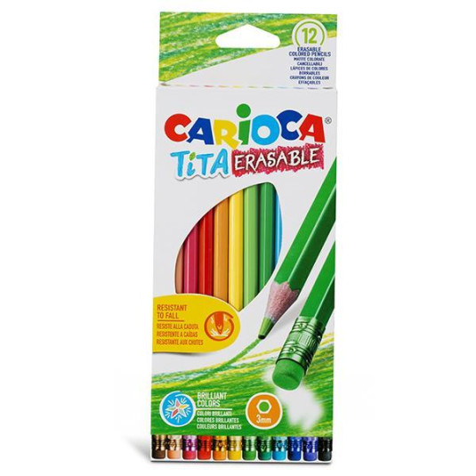 Carioca Tita erasable ξυλομπογιές 12 χρωμάτων - 12 ΤΕΜ
