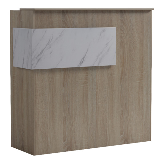Γραφείο reception Optima  με led sonoma-λευκή όψη μαρμάρου 110x40x110εκ