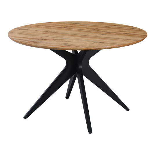Τραπέζι Toda  mdf σε sonoma απόχρωση με μαύρα μεταλλικά πόδια Φ120x75εκ