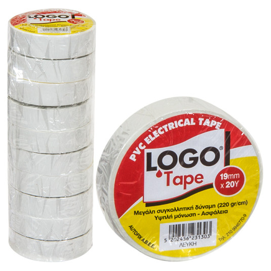 Μονωτική Ταινία Logo Λευκή 19mm x 18,3m Logo 65ΔΕ800 - 10 ΤΕΜ 29-163