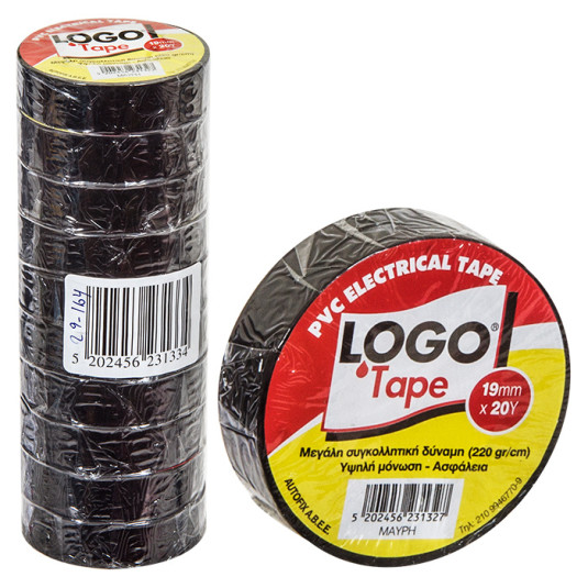 Μονωτική Ταινία Logo Μαύρη 19mm x 18.3m Logo 65ΔΕ801 - 10 ΤΕΜ 29-164