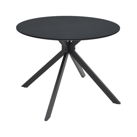 Τραπέζι Xuson  μαύρο mdf-πόδι μαύρο μέταλλο Φ80x75εκ