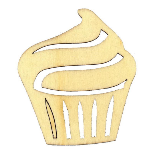Cup cake ξύλινο 6.5x5,7x0,3εκ. - 6 ΤΕΜ