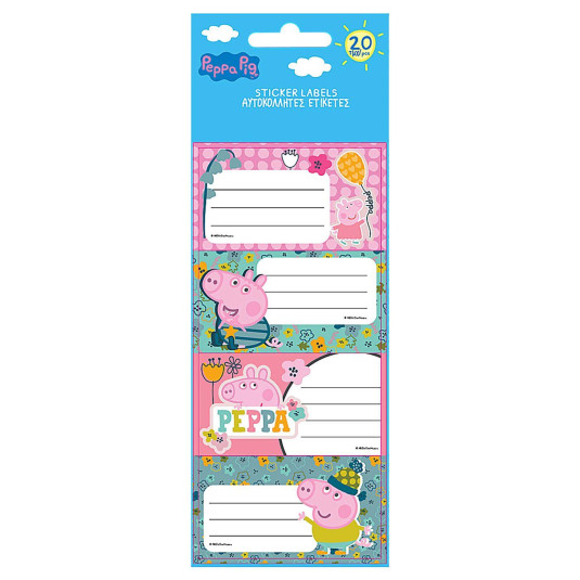Ετικέτες Peppa pig σετ=5 Φύλλα 20 Ετικέτες  Peppa - 10 ΤΕΜ 50-3086