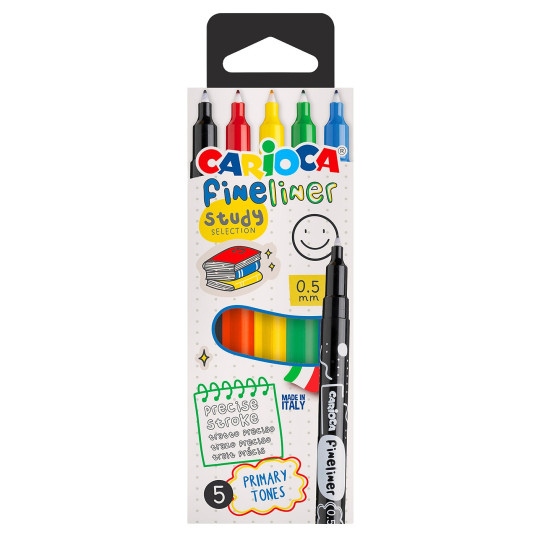Μαρκαδόροι Carioca Fineliner Study 0,5mm σετ=5 Χρώματα  JustNote 80910 60-890