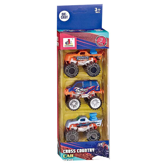 Σετ 3 Μίνι Αγροτικά Μεγάλες Ρόδες die Cast Metal Free Wheels 25x9x6cm ToyMarkt 913362 71-3342