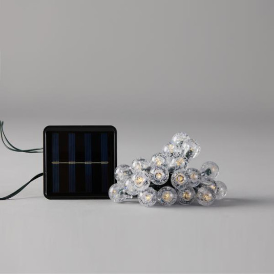 ΣΕΙΡΑ, 80 LED 5mm, ΑΚΡΥΛΙΚΕΣ ΜΠΑΛΕΣ 1.8cm, ΗΛΙΑΚΟ ΣΥΛΛΕΚΤΗ ΜΕ ΑΙΣΘΗΤΗΡΑ ΦΩΤΟΣ, 8 ΠΡΟΓΡΑΜΜΑTA, ΠΡΑΣΙΝΟ PVC ΚΑΛΩΔΙΟ, ΘΕΡΜΟ ΛΕΥΚΟ LED ΑΝΑ 10cm, ΠΡΟΕΚΤΑΣΗ ΠΑΡΟΧΗΣ 1m, ΙΡ44 - 3 ΤΕΜ