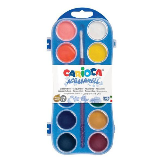 Carioca νερομπογιές 12χρωμάτων των 12ml με πινέλο - 12 ΤΕΜ