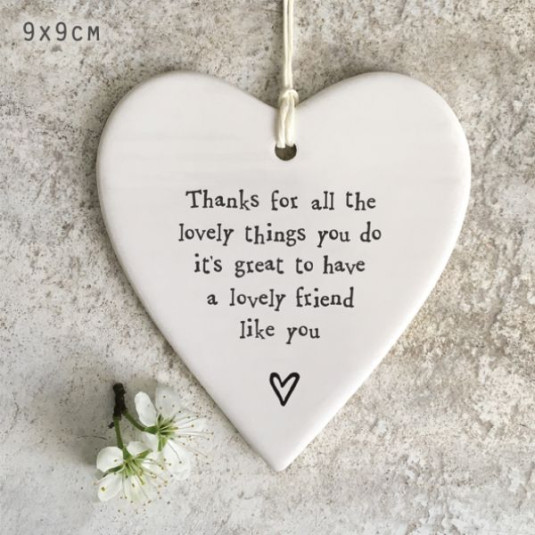 Πορσελάνινη καρδιά 8,5 εκ. - Thanks for all