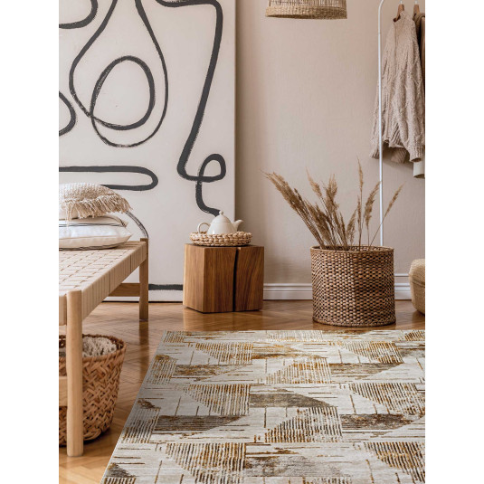 Χαλί FEATHERS BEIGE GOLD Μπεζ Σετ Κρεβατοκάμαρας (70 x 140 (2) + 70 x 230 εκ.) MADI