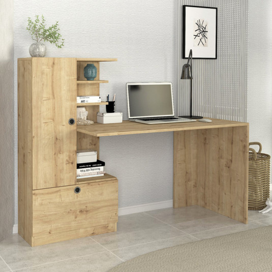 Γραφείο εργασίας Domingo  χρώμα sapphire oak 149,5x60x120εκ.