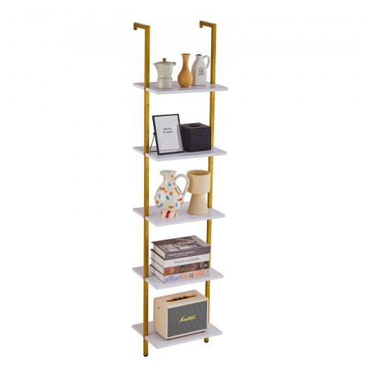 VEVOR  Ράφι Βιομηχανικού Στυλ 5 Επιπέδων 39.6x30cm Τοίχου Χρυσό Λευκό JSGZWJFGHMBJKXPV1V0