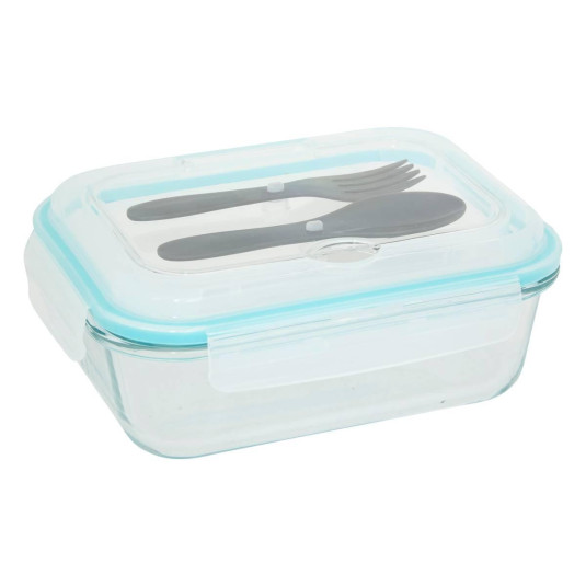 5FIVE Simply smart Γυάλινο Δοχείο Φαγητού 1L (15.6 x 8.1 x 20.6 cm) με Αεροστεγές Καπάκι και Μαχαιροπήρουνα 203073