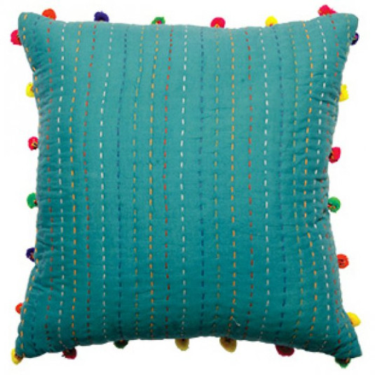 Μαξ. 45x45εκ. Kantha Πετρόλ με πομ πομ 