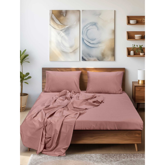 Σεντόνι SLEEK PINK Ροζ Σεντόνι υπέρδιπλο με λάστιχο: 160 x 200+35 εκ. MADI