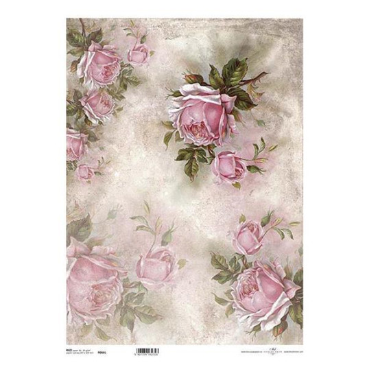 Ριζόχαρτο "pink roses" 42x29.7εκ.   (ITD-R066L) - 3 ΤΕΜ