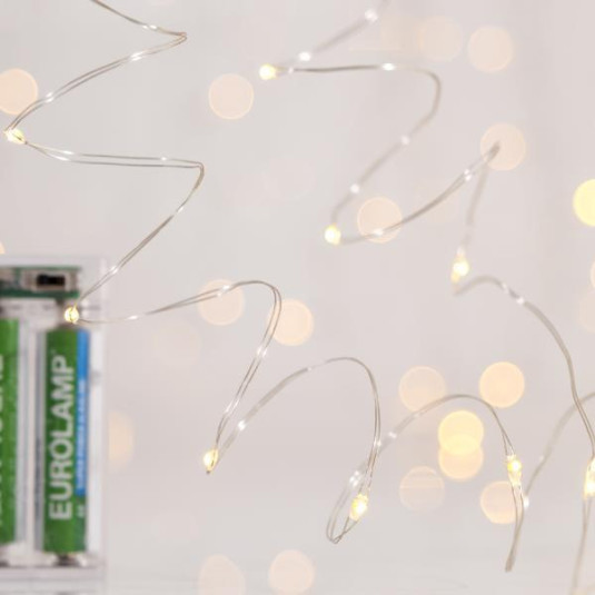 ΣΕΙΡΑ, 50 MINI LED, ΜΠΑΤΑΡΙΑΣ 3xAA, ΑΣΗΜΙ ΧΑΛΚΙΝΟ ΚΑΛΩΔΙΟ, ΘΕΡΜΟ ΛΕΥΚΟ LED ΑΝΑ 10cm, ΠΡΟΕΚΤΑΣΗ ΠΑΡΟΧΗΣ 10cm, IP20 - 5 ΤΕΜ