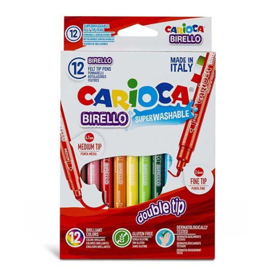 Carioca Birello μαρκαδόροι διπλής γραφής 12 χρωμάτων - 12 ΤΕΜ