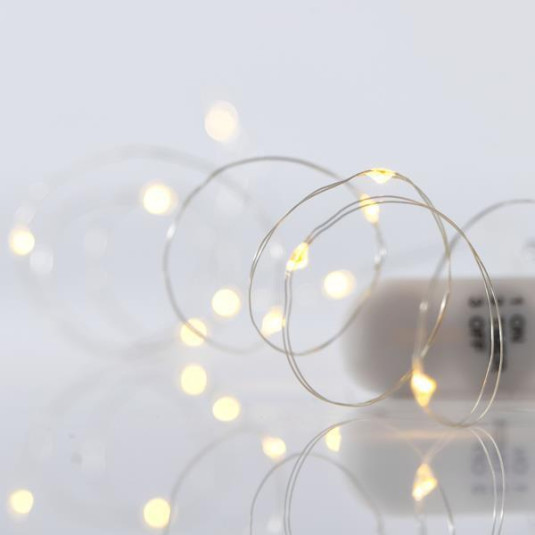 ΣΕΙΡΑ, 50 MINI LED, ΜΠΑΤΑΡΙΑΣ 2xAA, TIMER, ΑΣΗΜΙ ΧΑΛΚΙΝΟ ΚΑΛΩΔΙΟ, ΘΕΡΜΟ ΛΕΥΚΟ LED ΑΝΑ 10cm, ΠΡΟΕΚΤΑΣΗ ΠΑΡΟΧΗΣ 10cm, IP20 (DISPLAY BOX 24τμχ)