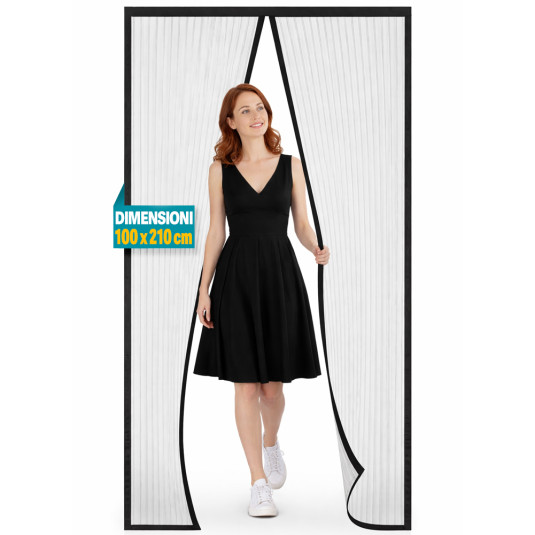 BAKAJI Μαγνητική Σίτα 100x210cm Μαύρη Ριγέ για Πόρτες, Κουρτίνα κατά των Κουνουπιών & Εντόμων 02001915