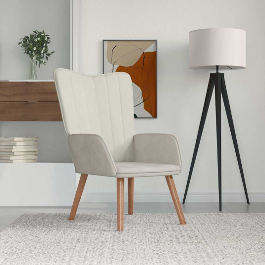 vidaXL Πολυθρόνα Relax Λευκό Κρεμ Βελούδινη 327664
