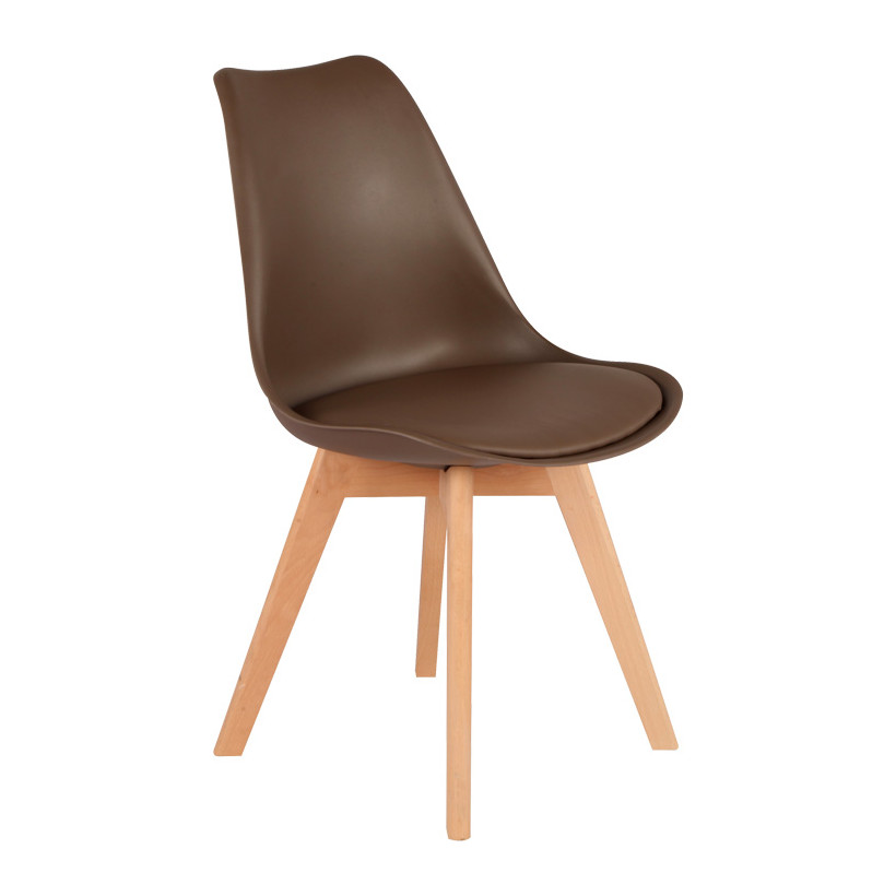 Καρέκλα Gaston  PP-PU καφέ απόχρωση- φυσικό πόδι 43x51x75εκ