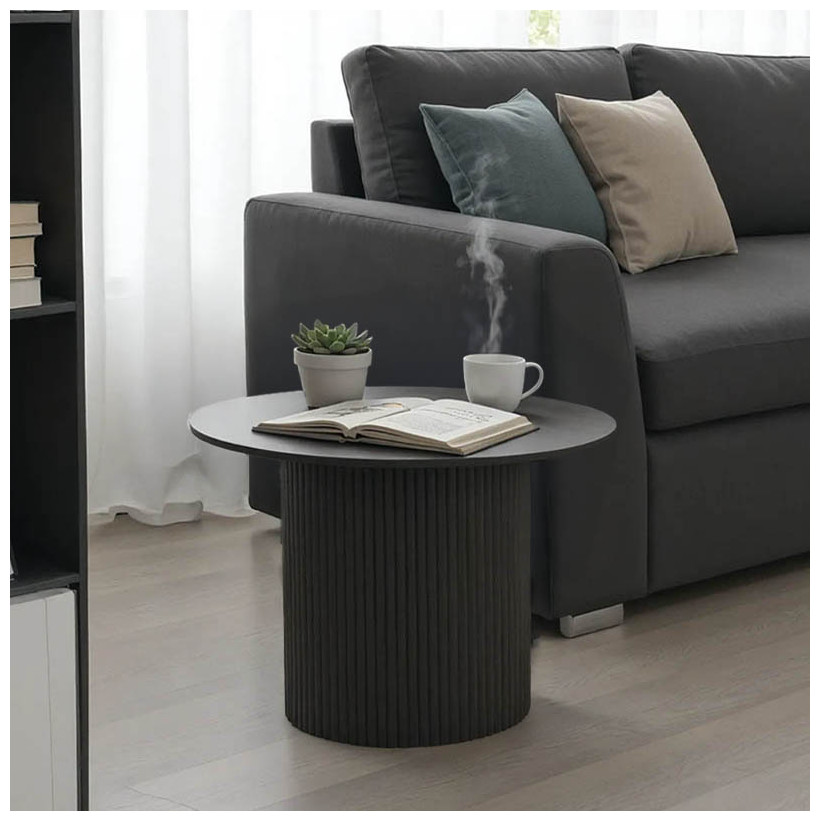Τραπέζι σαλονιού Dovel  mdf-μεταλλο σε μαύρη απόχρωση Φ70x45εκ