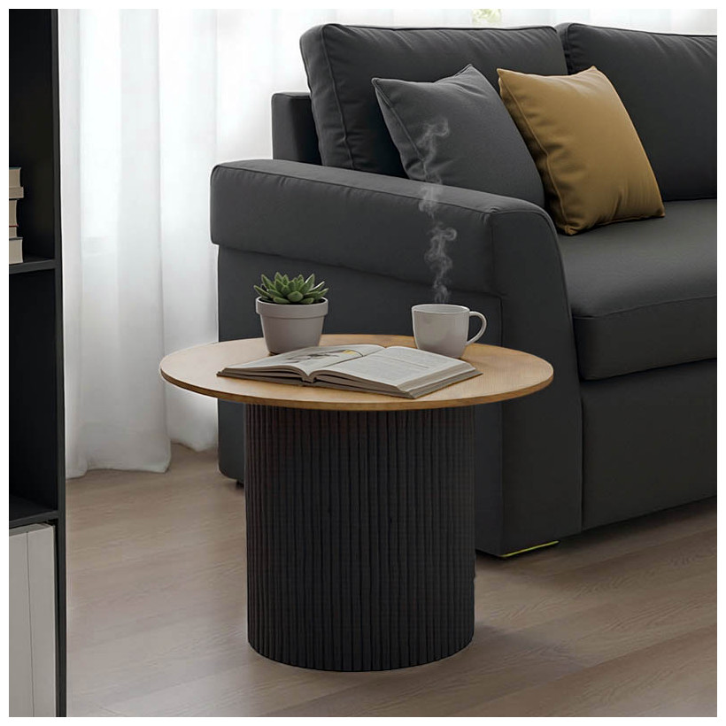 Τραπέζι σαλονιού Dovel  mdf σε sonoma-μαύρο μέταλλο Φ70x45εκ