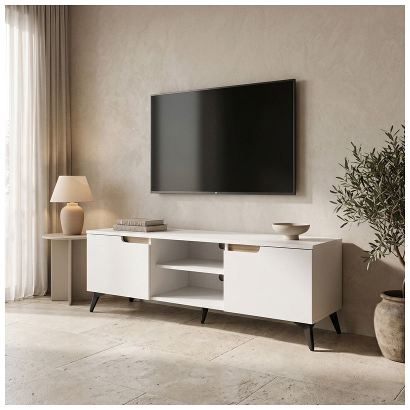 Έπιπλο τηλεόρασης Kemvio   sonoma-λευκό 150x38x44εκ