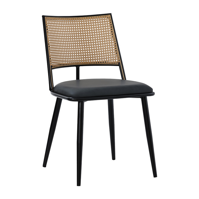 Καρέκλα Giulia  φυσικό pe rattan-ανθρακί pu-μαύρο μέταλλο 49x52x80εκ