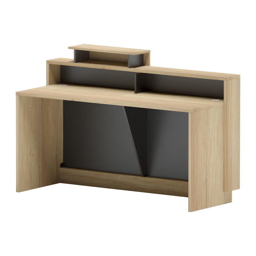 Γραφείο reception Lotus  σε φυσική-ανθρακί απόχρωση 160x60x105εκ