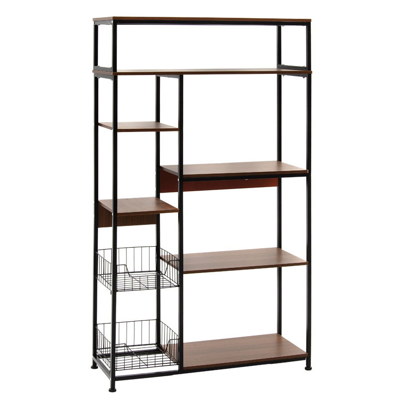 Ραφιέρα επιδαπέδια Leena  μέταλλο dark oak-μαύρο 80x30x142εκ