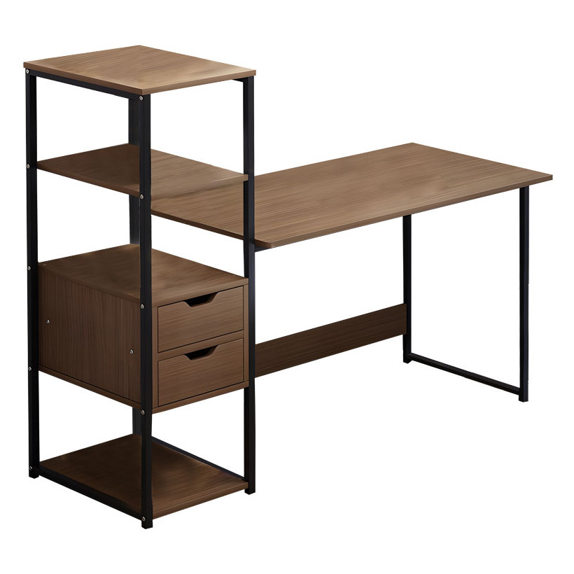 Γραφείο Zayn ΙΙ  με ραφιέρα-MDF καρυδί-μαύρο 108x40x111εκ