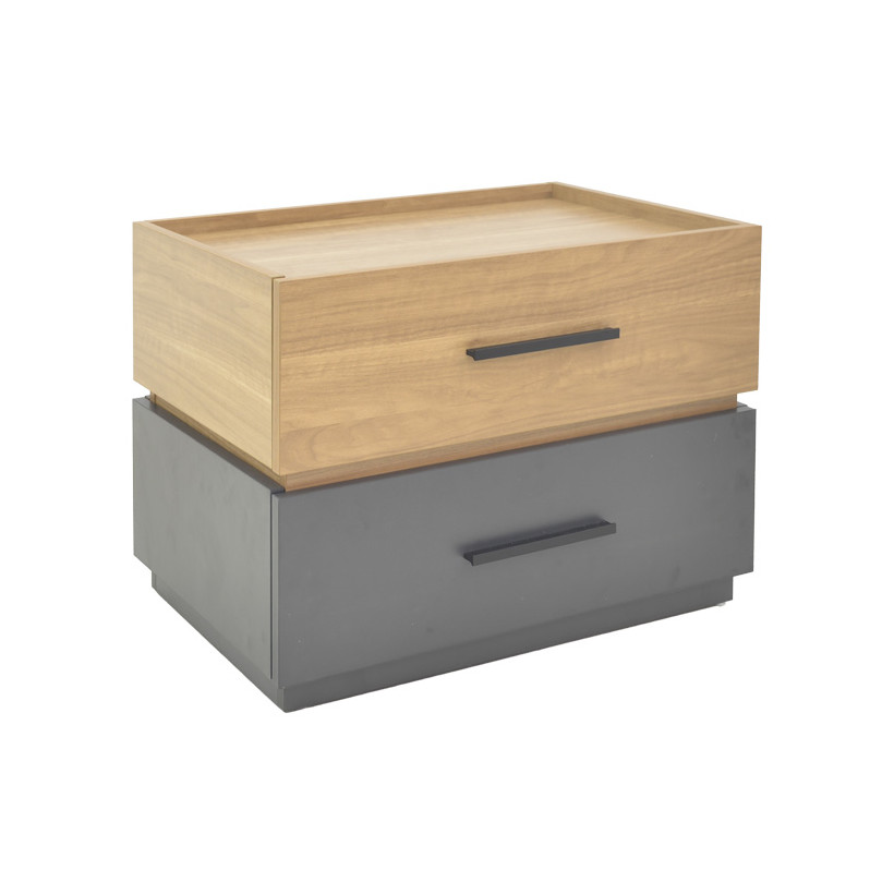 Κομοδίνο Sonlen  mdf σε sonoma-ανθρακί απόχρωση 60x40x44.5εκ