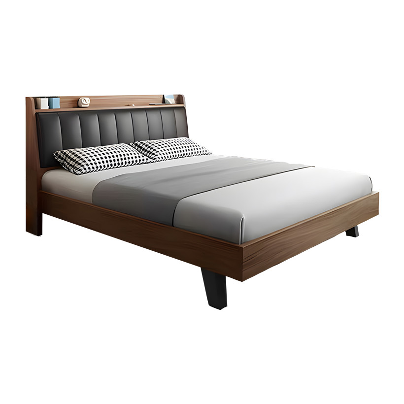 Κρεβάτι Frankly  mdf-pu σε καρυδί-μαύρο απόχρωση 150x200εκ