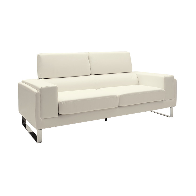 Καναπές Shea  3θέσιος PU ivory-inox 198x80x87εκ
