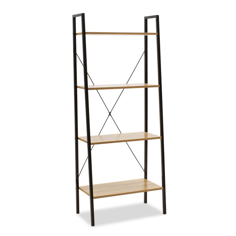 Βιβλιοθήκη- Ραφιέρα Ramon  φυσικό-μαύρο 60x23x145,5εκ