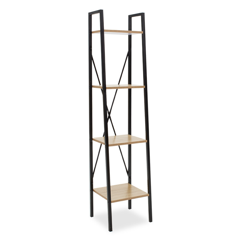 Βιβλιοθήκη Ramon  φυσικό-μαύρο 34x32,5x148εκ
