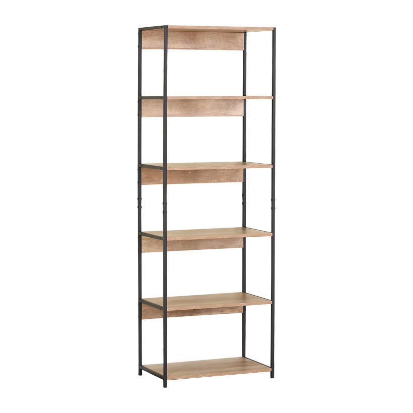 Βιβλιοθήκη Kaliano  oak-μαύρο μέταλλο 59.5x35x176.5εκ