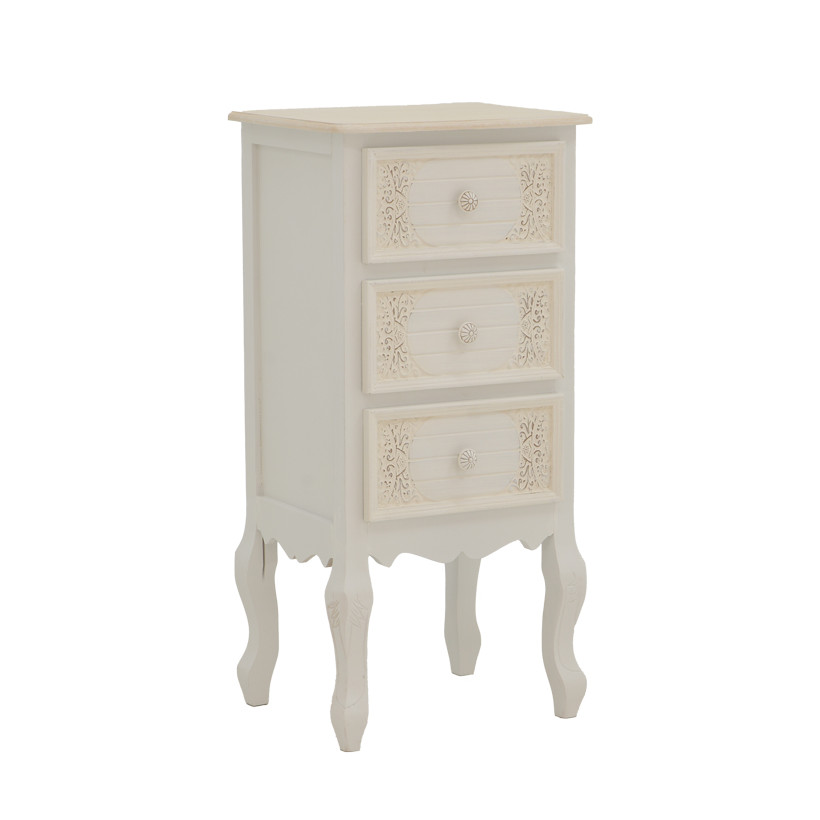 Κομοδίνο Pazlen Inart mdf σε λευκή αντικέ απόχρωση 40x34.5x82εκ