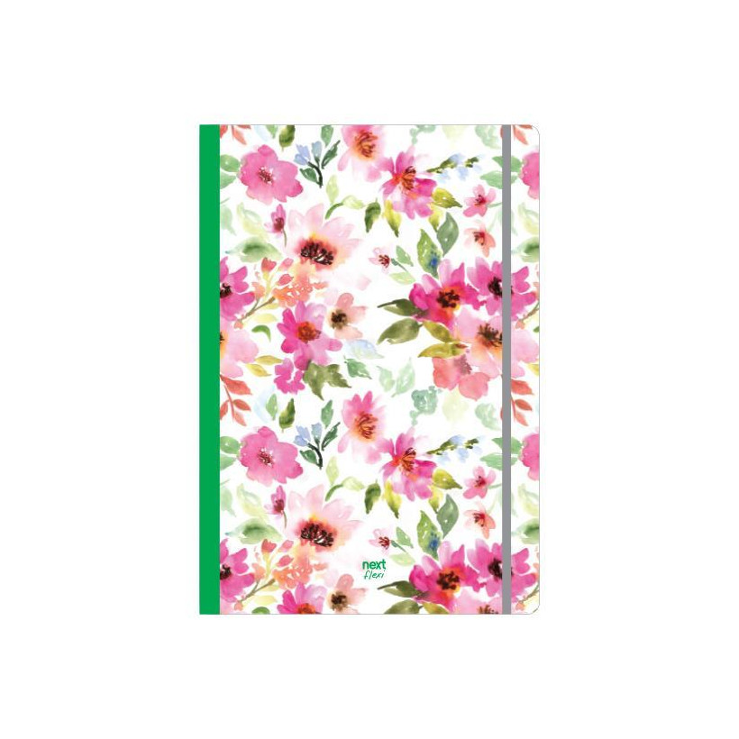 Next trends Flowers τετράδιο flexi λάστιχο 21x29εκ. 2θεμ. 80φ. - 3 ΤΕΜ