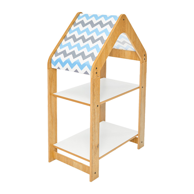 Ραφιέρα τ. Montessori Zoilen  φυσικό-λευκό-μπλε mdf 50x30x80εκ
