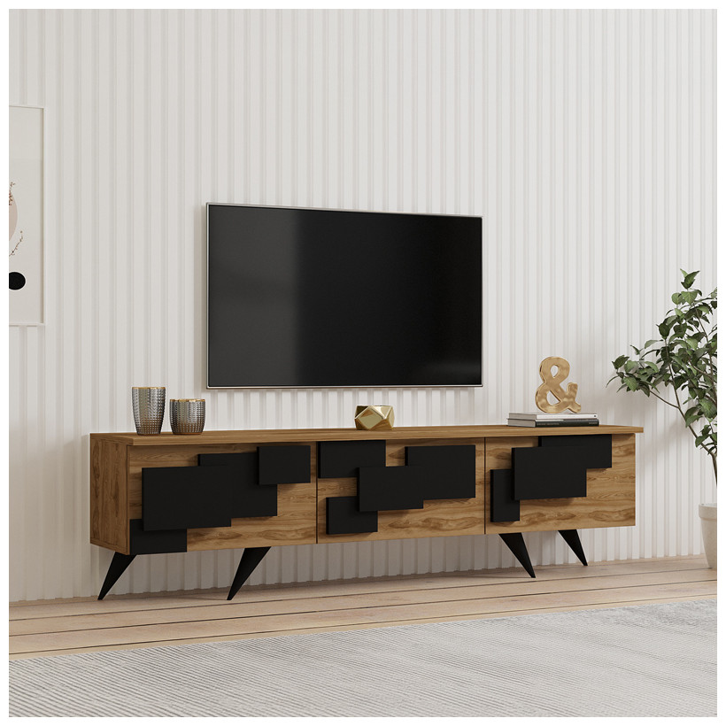 Έπιπλο τηλεόρασης Trida  oak με μαύρο 160x35x45εκ