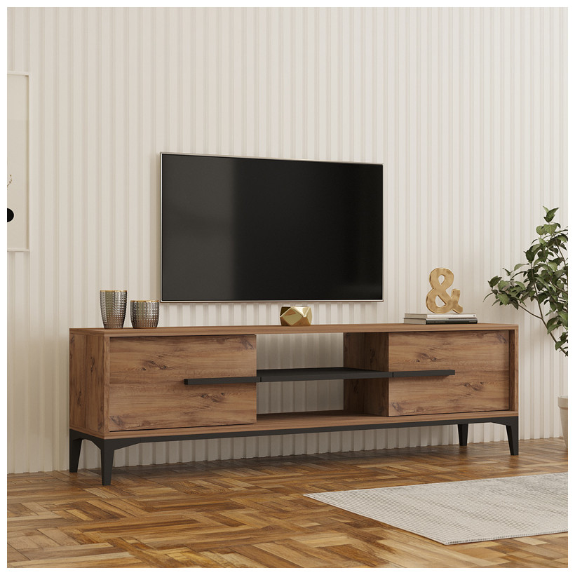 Έπιπλο τηλεόρασης Eslem  oak με ανθρακί 160x34,6x48,1εκ