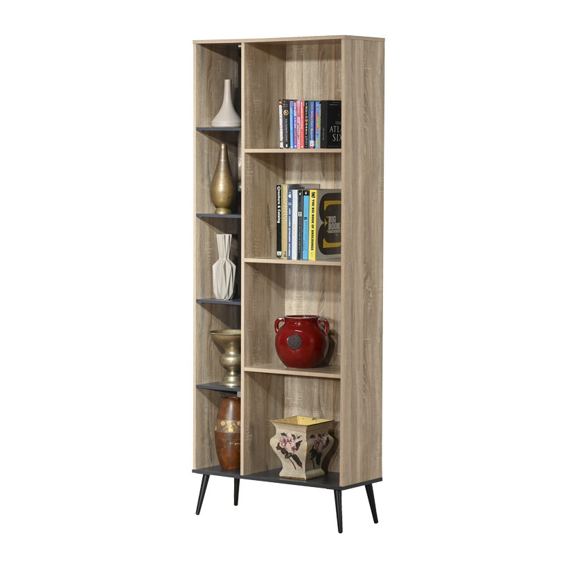 Βιβλιοθήκη Zezan  σε sonoma-ανθρακί απόχρωση 76.5x30x200.5εκ
