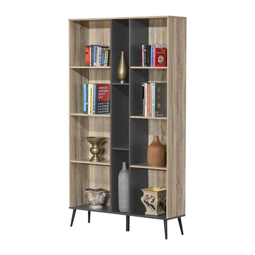 Βιβλιοθήκη Zezan  σε sonoma-ανθρακί απόχρωση 114x30x200.5εκ