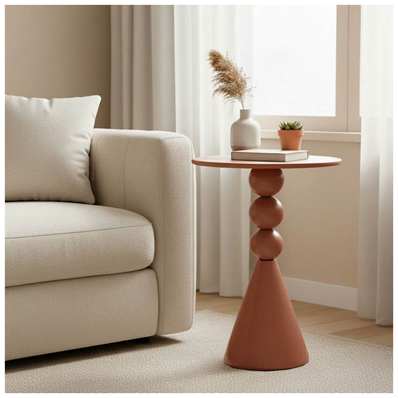 Βοηθητικό τραπέζι Bilane  μέταλλο σε terracotta απόχρωση Φ39x60εκ