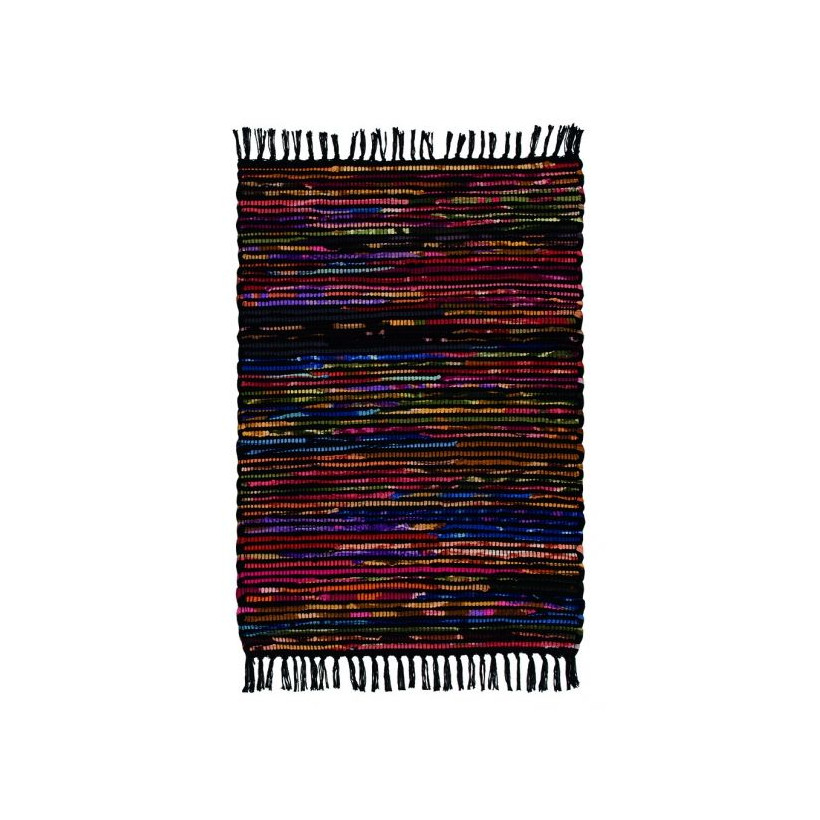 Χαλί βαμβάκι & fleece Μαύρο 60 x 90εκ.